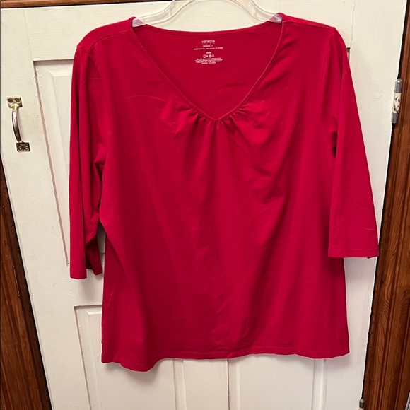 Venezia Tops - Venezia Women's Red V Neck Long Sleeve Top